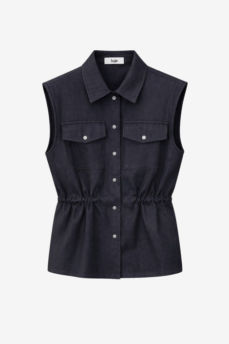 Eden indigo jeans vest | Dark Blue