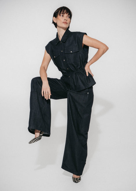 Eden indigo jeans vest | Dark Blue