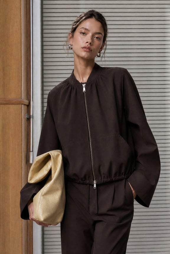 Eliana jacket technical jersey | Chocolate