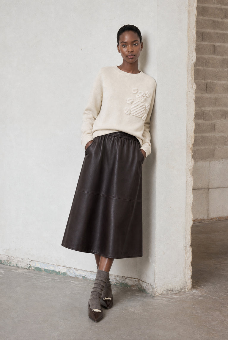 Viscose blend bear pullover 3040 | Ecru