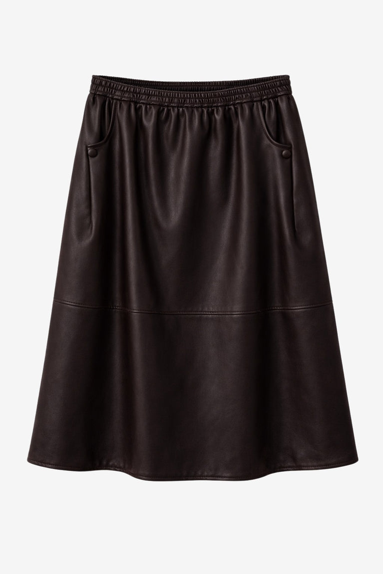 Elle eco leather skirt | Dark Brown