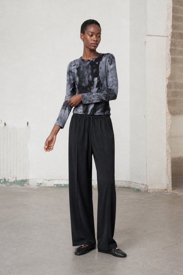 Evo wide-leg technical jersey pants Evo wide-leg technical jersey pants | Black