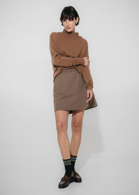 Flo check mini cottton skirt | Brown