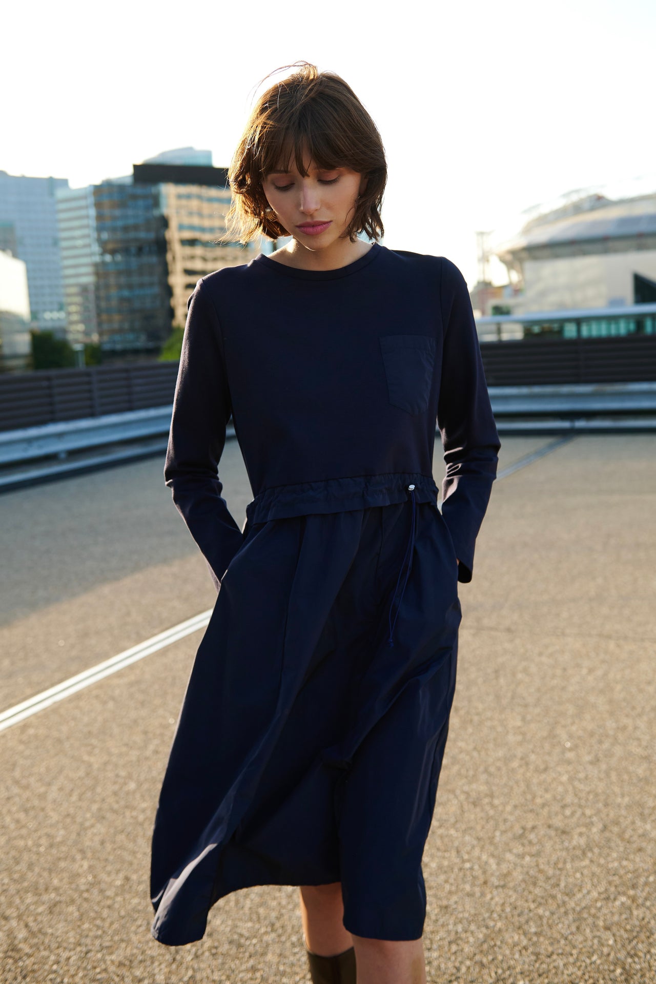 Ester mix cotton taffeta dress Ester mix cotton taffeta dress | Blue