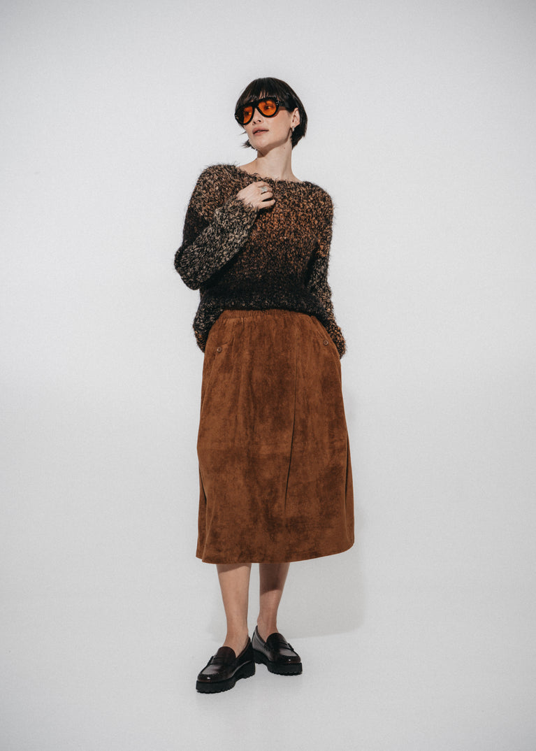 Cozy colour block pullover FA264 | Black Brown