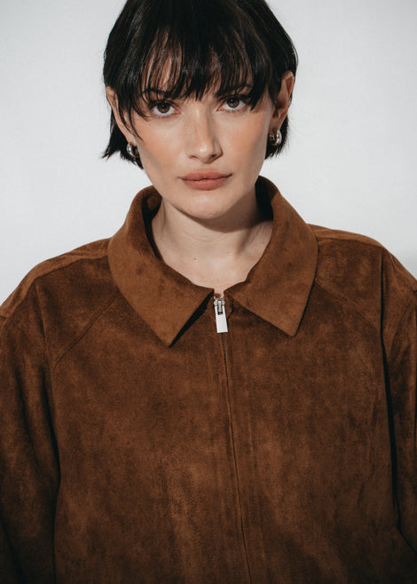 Pia suede effect bomber jacket | Ohra