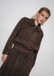 Pia suede effect bomber jacket | Dark Brown