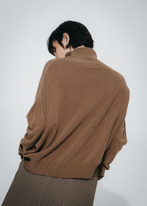 Cashmir wool polo pullover W1165 | Camel