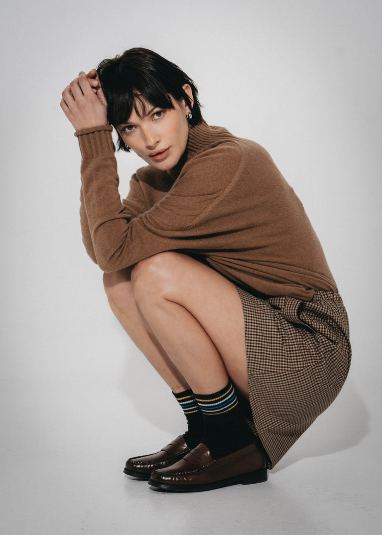 Cashmir wool polo pullover W1165 | Camel