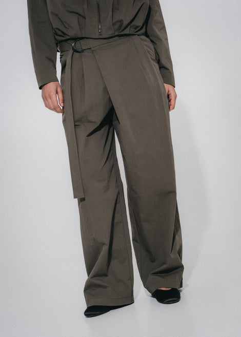 Fuel cotton pleated pants | Army