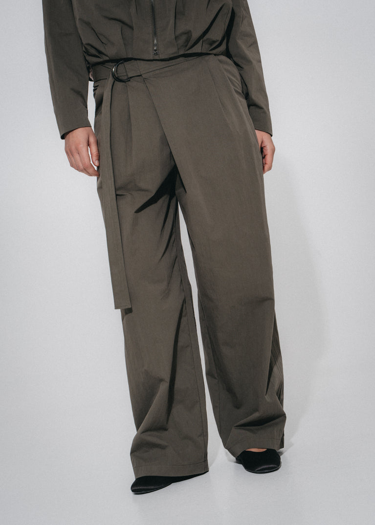 Fuel cotton pleated pants | Army