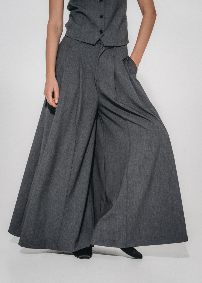 Coco pleated viscose pants | Grey