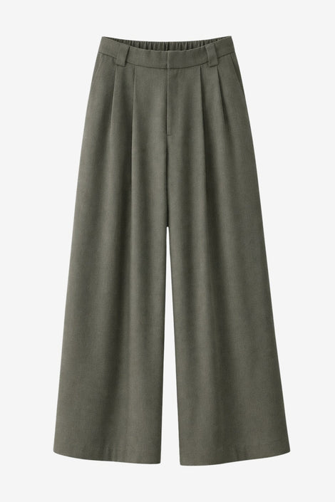 Lean wide-leg pants | Green Melange