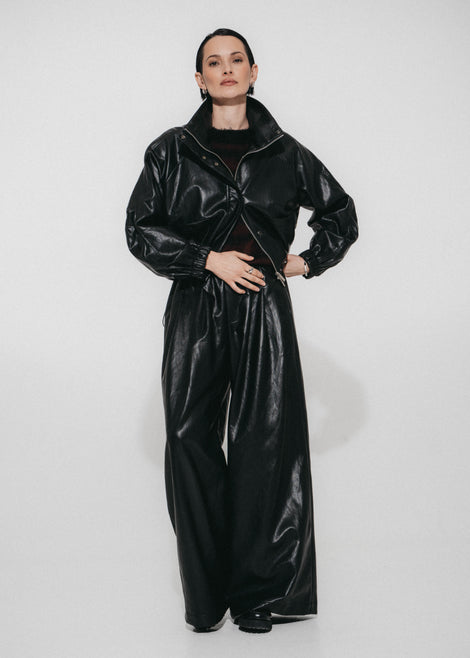 Nerina eco leather bomber jacket | Black