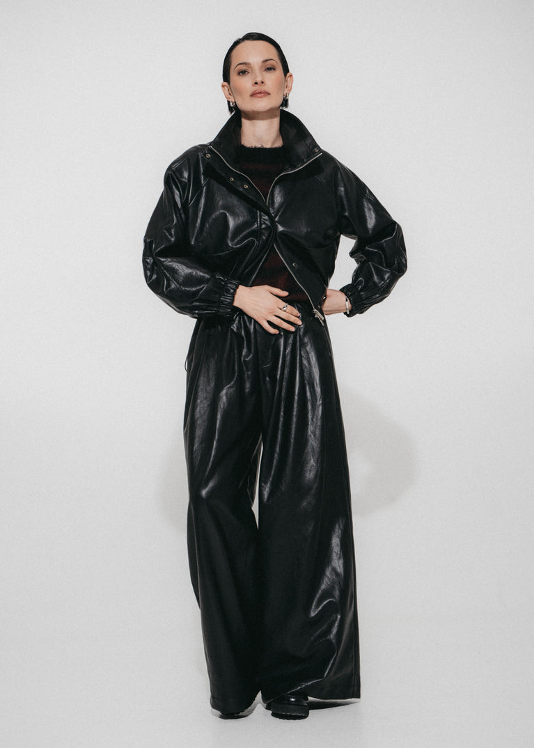 Nerina eco leather bomber jacket | Black