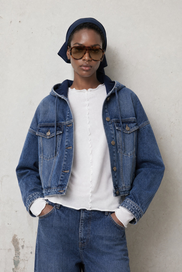 Nevada hood denim jacket | Summer Blue