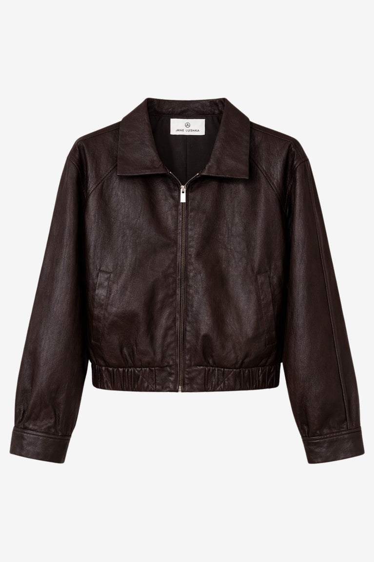 Pola eco leather bomber jacket | Dark Brown