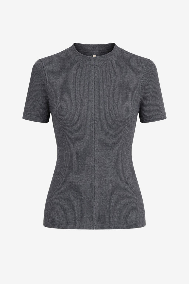 Rina rib knit top | Grey Melange