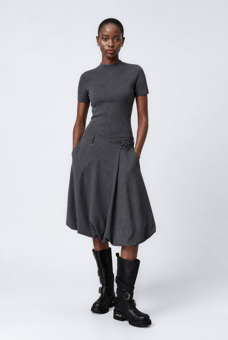 Rina rib knit top | Grey Melange