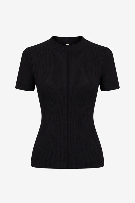Rina rib knit top | Black
