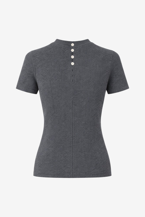 Rina rib knit top | Grey Melange