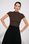 Rina rib knit top | Brown