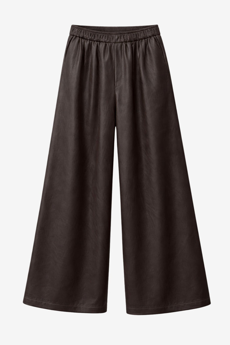 Sienna eco leather wide-leg pants | Dark Brown