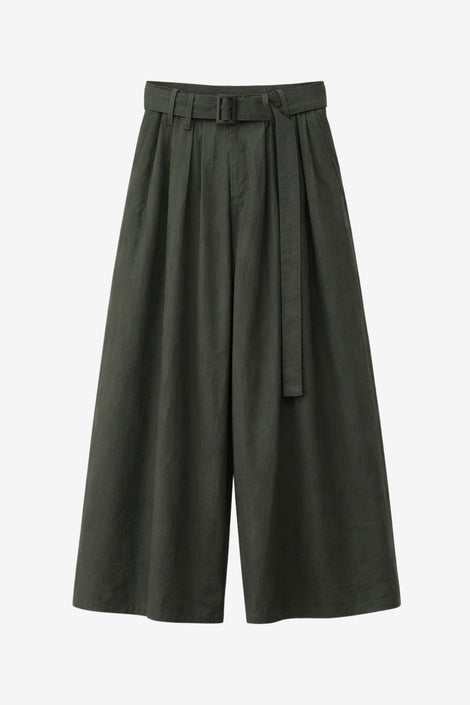 Sof pleated wide-leg cotton pants | Dark Grey