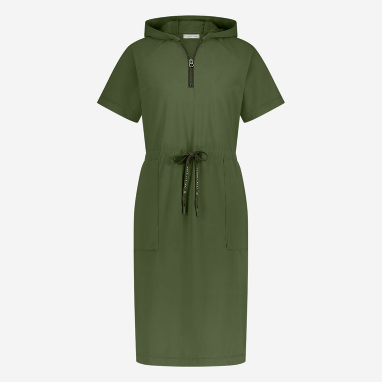 Evi stretch technical jersey dress | Oliva green