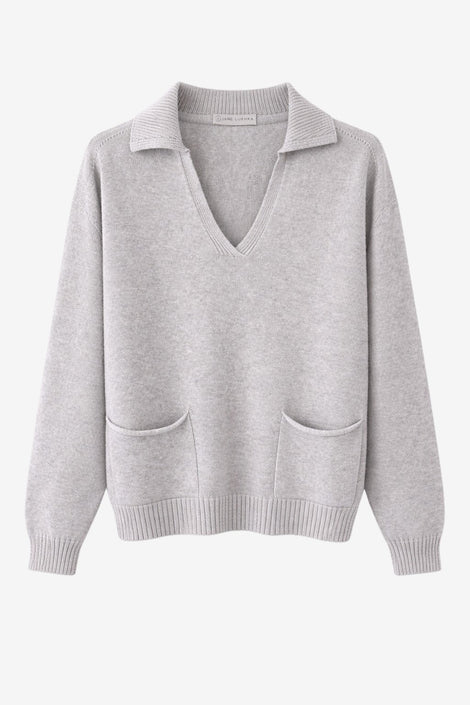V-neck dyed viscose pullover NB2310 | Light Grey