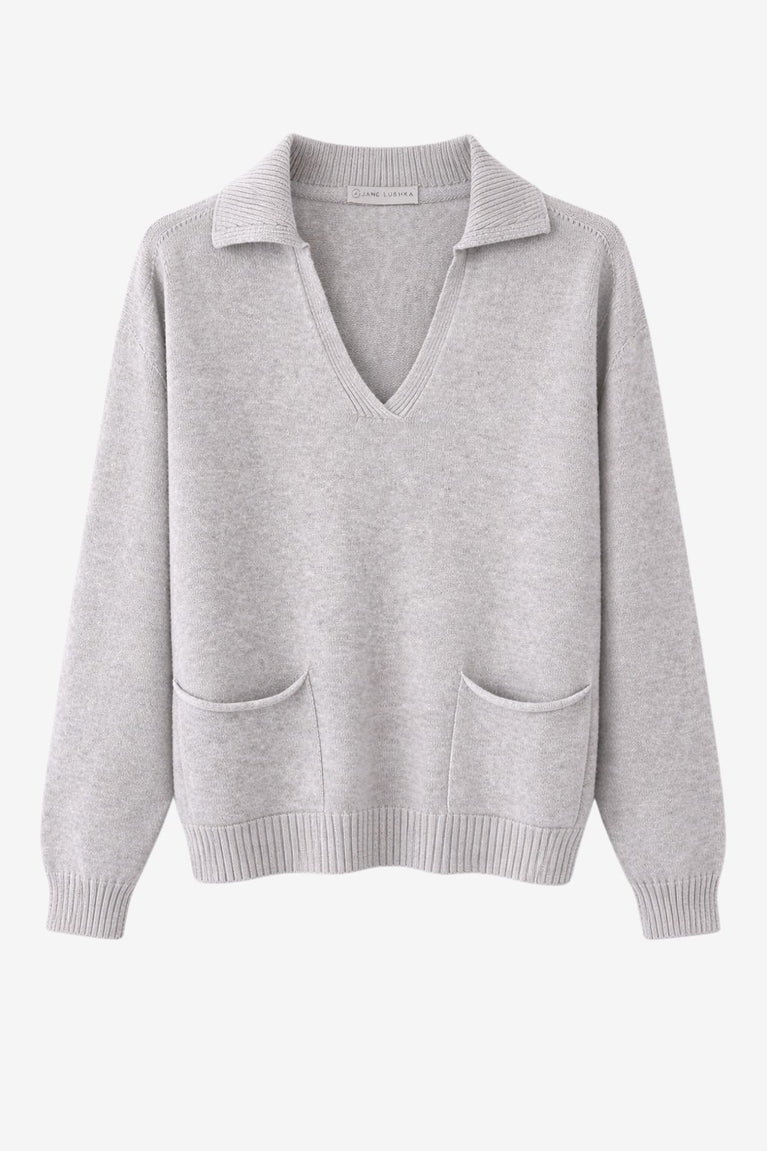 V-neck dyed viscose pullover NB2310 | Light Grey
