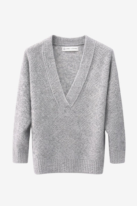 V-neck melange pullover 26553 | Grey