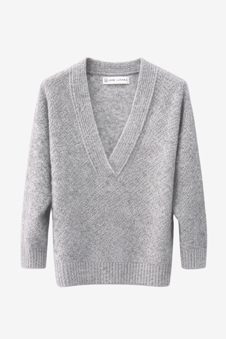 V-neck melange pullover 26553 | Grey