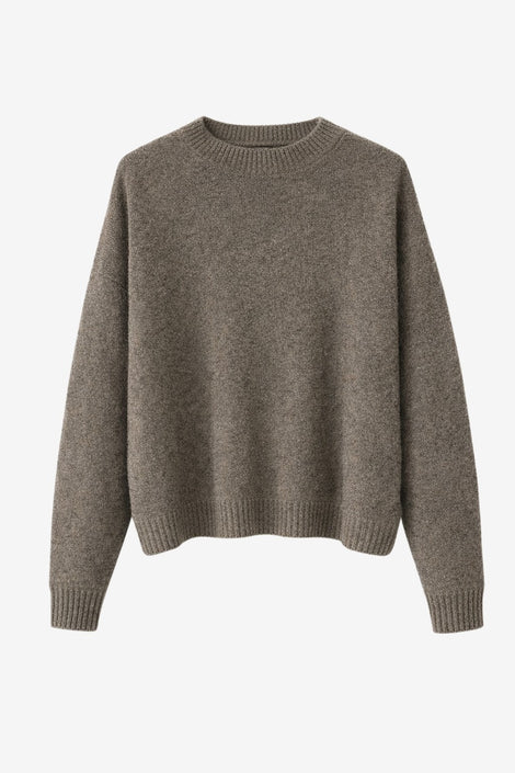 Velvety wool blend pullover | Toupe