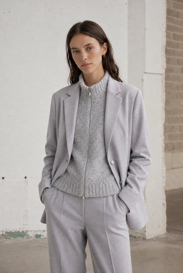 Vest Boucle long zip | Grey