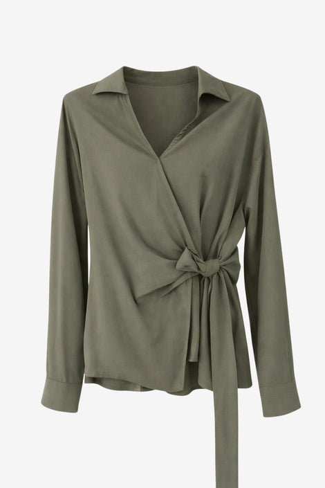 Vivi lyocell knot blouse | Army