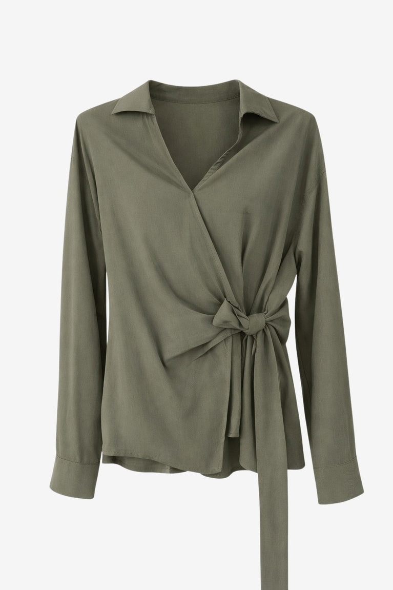 Vivi lyocell knot blouse | Army