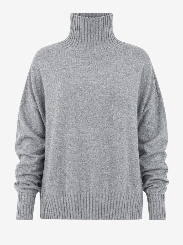 Cashmir wool polo pullover W1165 | Grey