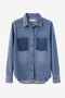 Western repair denim shirt | Flu Blue