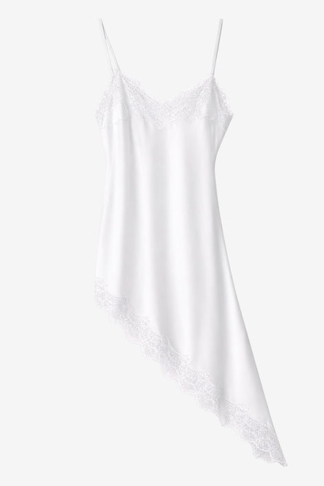 Zenia silk top whit lace trim | White
