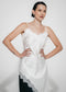 Zenia silk top whit lace trim | White