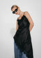 Zenia silk top whit lace trim | Black