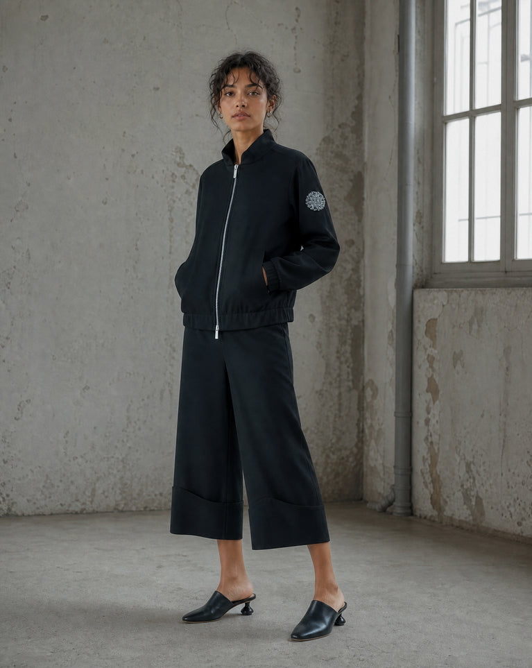 Brenzone Viscose zipper bomber | Black