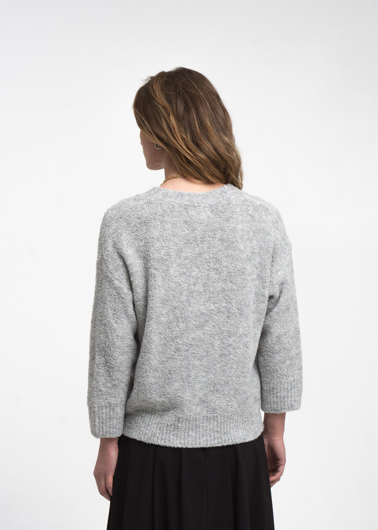 V-neck melange pullover 26553 | Grey