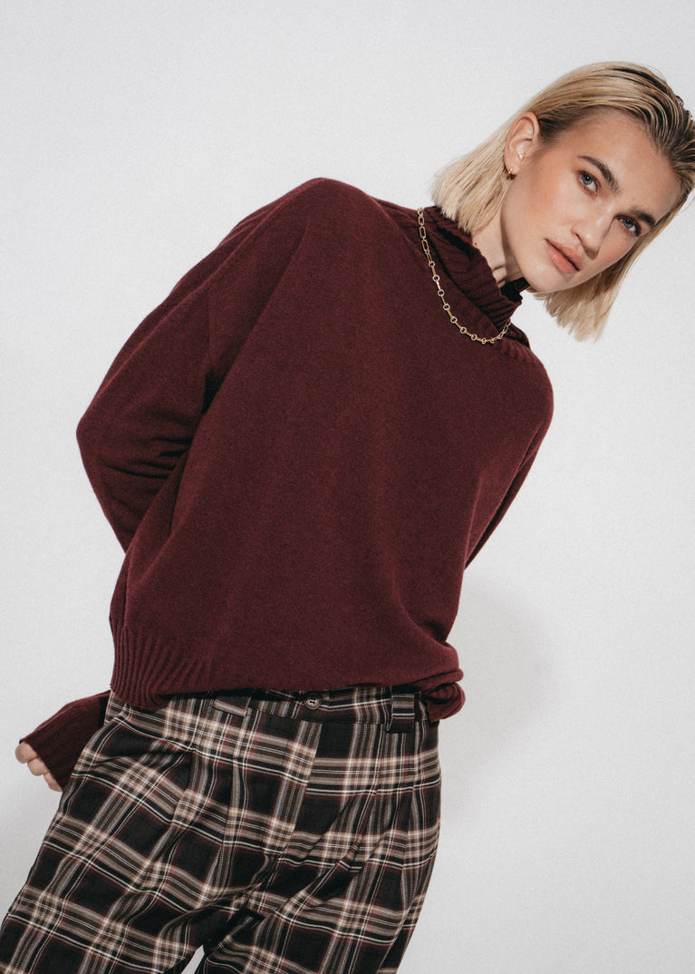 Cashmir wool polo pullover W1165 | Bordeaux