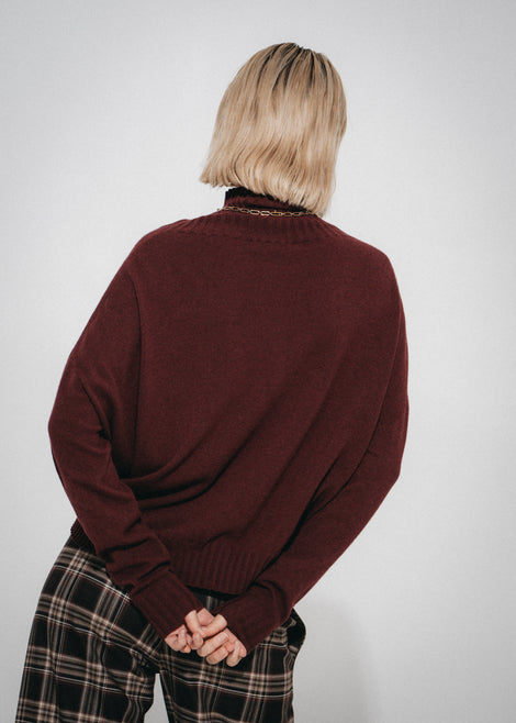 Cashmir wool polo pullover W1165 | Bordeaux