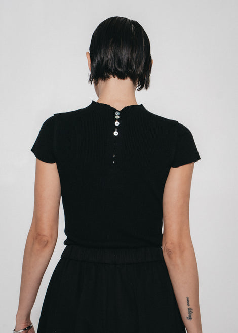 Rina rib knit top | Black