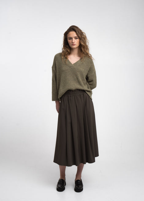 V-neck melange pullover 26553 | Green