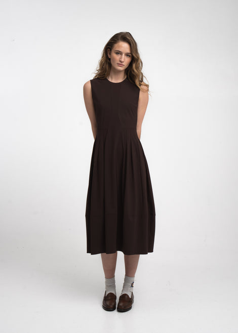 Heide dress technical jersey | Chocolate