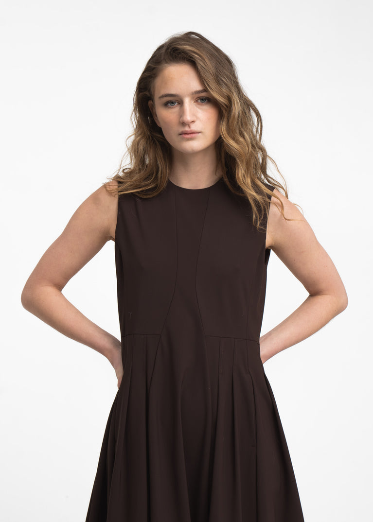Heide dress technical jersey | Chocolate